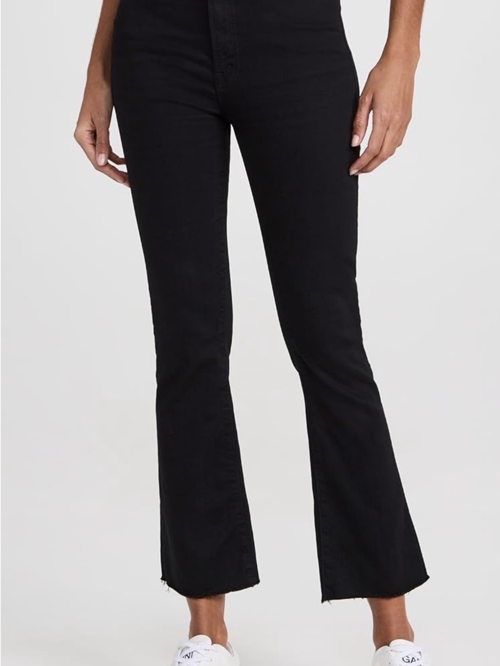 MOTHER Insider Crop Step Fray Black Not Guilty Cropped Flare Jeans